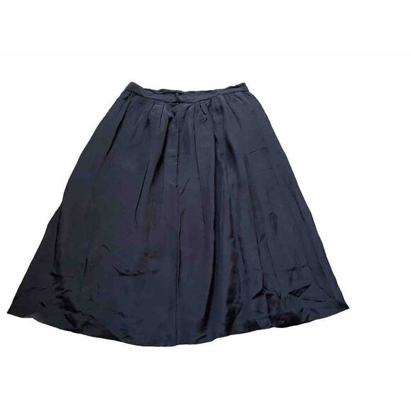 Vintage Pancaldi & B Skirt Black Silk Pleated Mid Length A-Line Size 3 / Medium - Picture 1 of 11